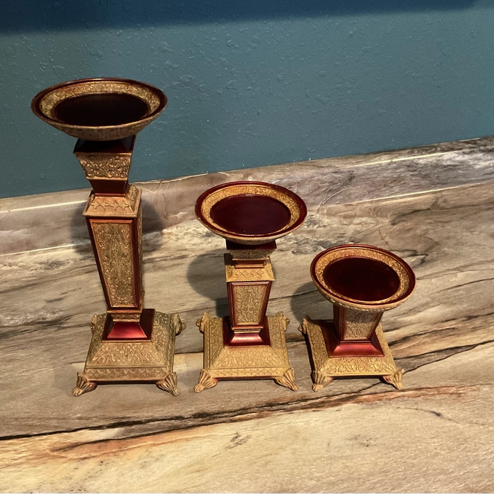 India Ink Vasilis Candle PillarsDecorative Quantity Three